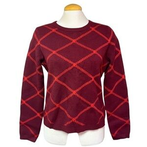 Red Tahari Women's Size Large Diamond Patterned Red Sweater